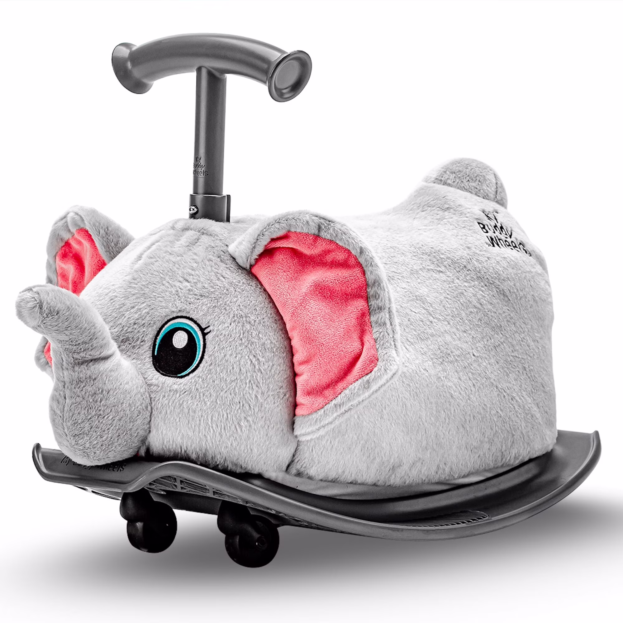 Yvolution My Buddy Roller 2-in-1 Elephant Plush Ride-On Toy (Grey, 45 lb Capacity) VZyY1 - Image 9