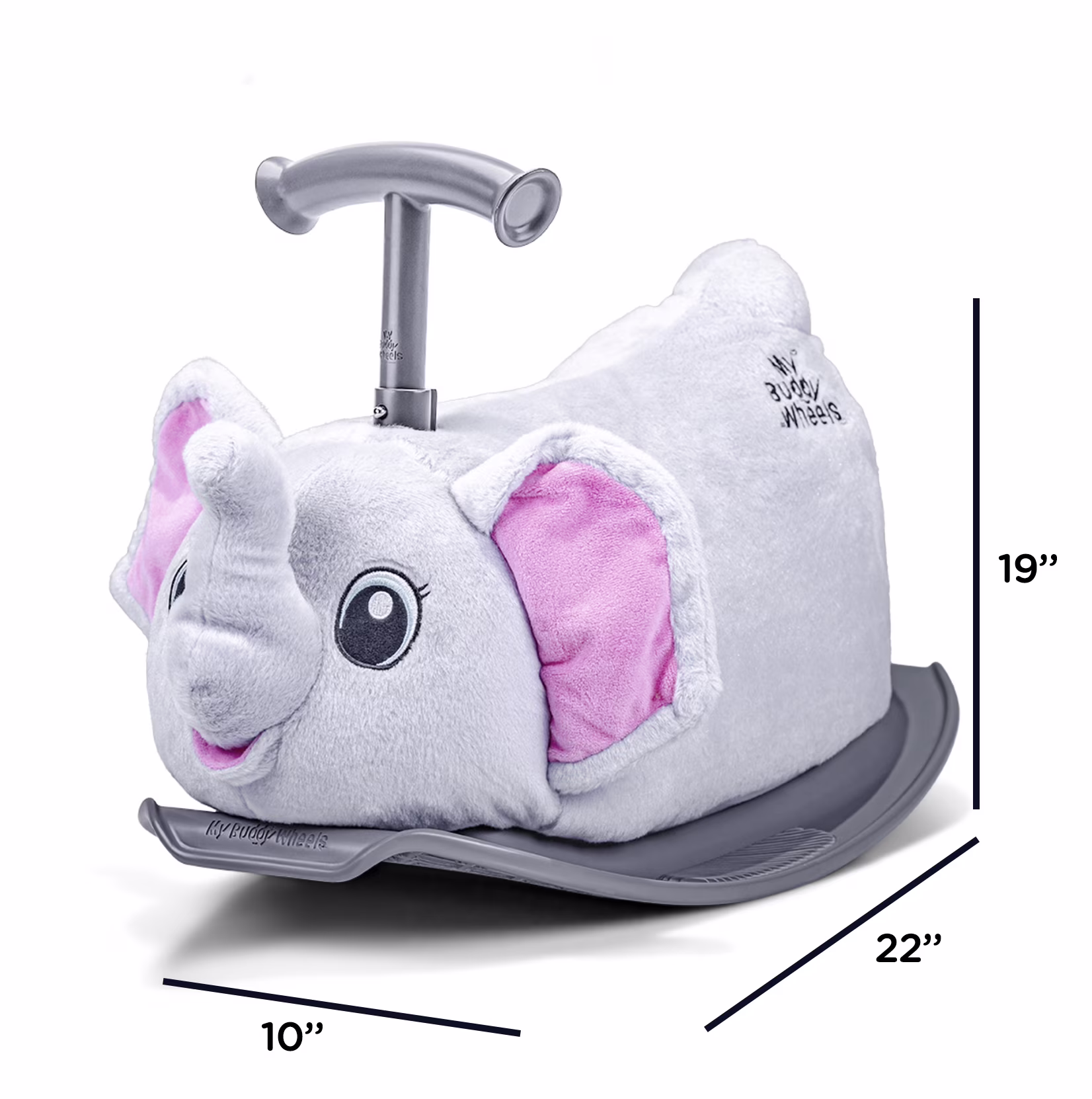 Yvolution My Buddy Roller 2-in-1 Elephant Plush Ride-On Toy (Grey, 45 lb Capacity) VZyY1 - Image 13