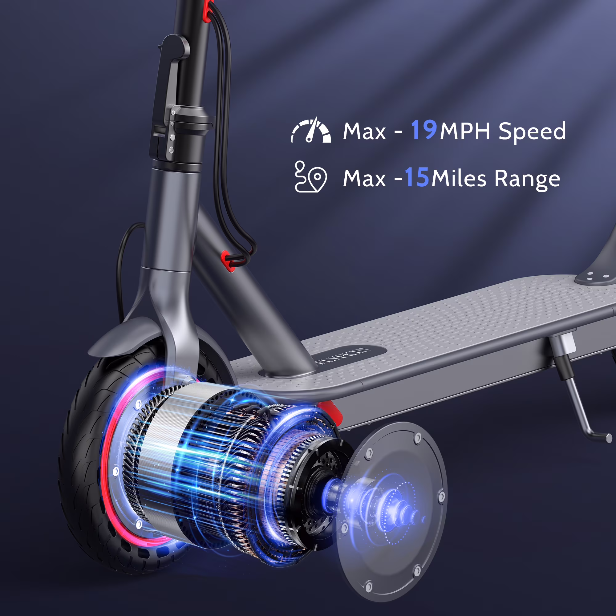 FLYPKIN Electric Scooter, 350W Motor, 19 MPH Top Speed, 21-Mile Range, Foldable Commuter Scooter (8.5 in Tires) KRJdS - Image 2