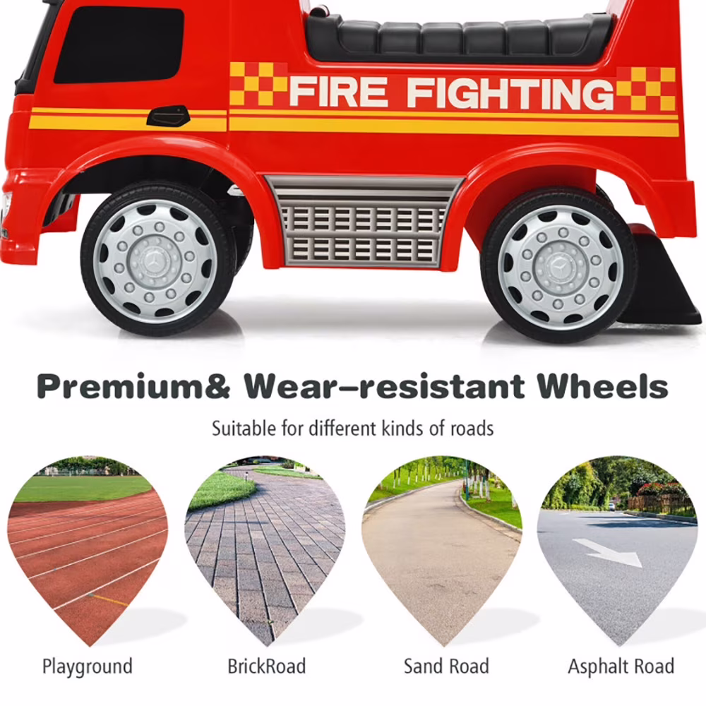 CIPACHO Licensed Mercedes Benz Kids Fire Engine Ride-On Push Car (Red, 55 lb Capacity) N8y3a - Image 6