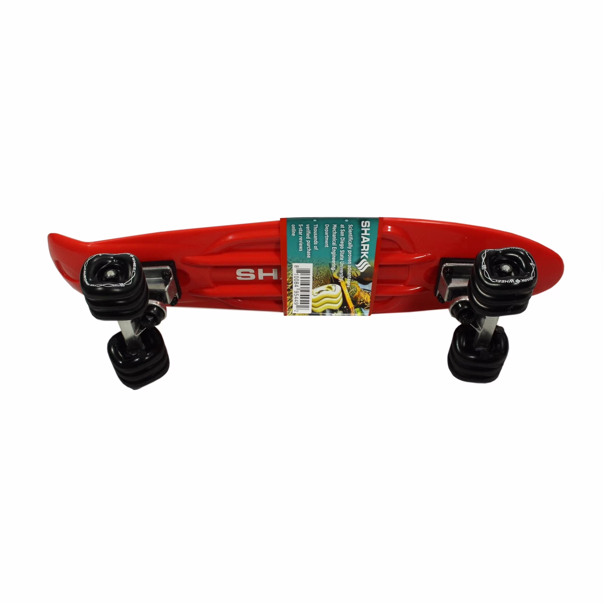 Shark Wheel 22.5 in Polyboard Skateboard with 60mm Wheels (Red, 22.5 in) FZGNK - Image 2