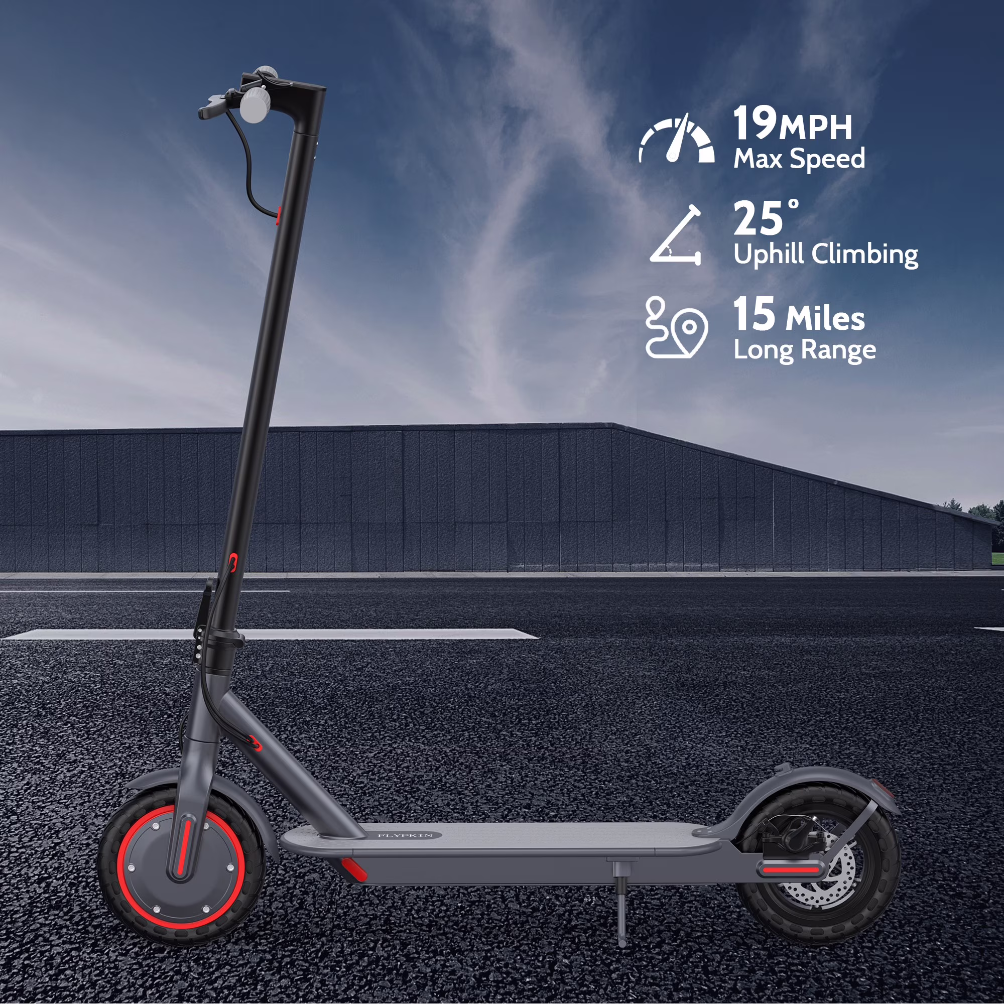 FLYPKIN Electric Scooter, 350W Motor, 19 MPH Top Speed, 21-Mile Range, Foldable Commuter Scooter (8.5 in Tires) KRJdS - Image 4