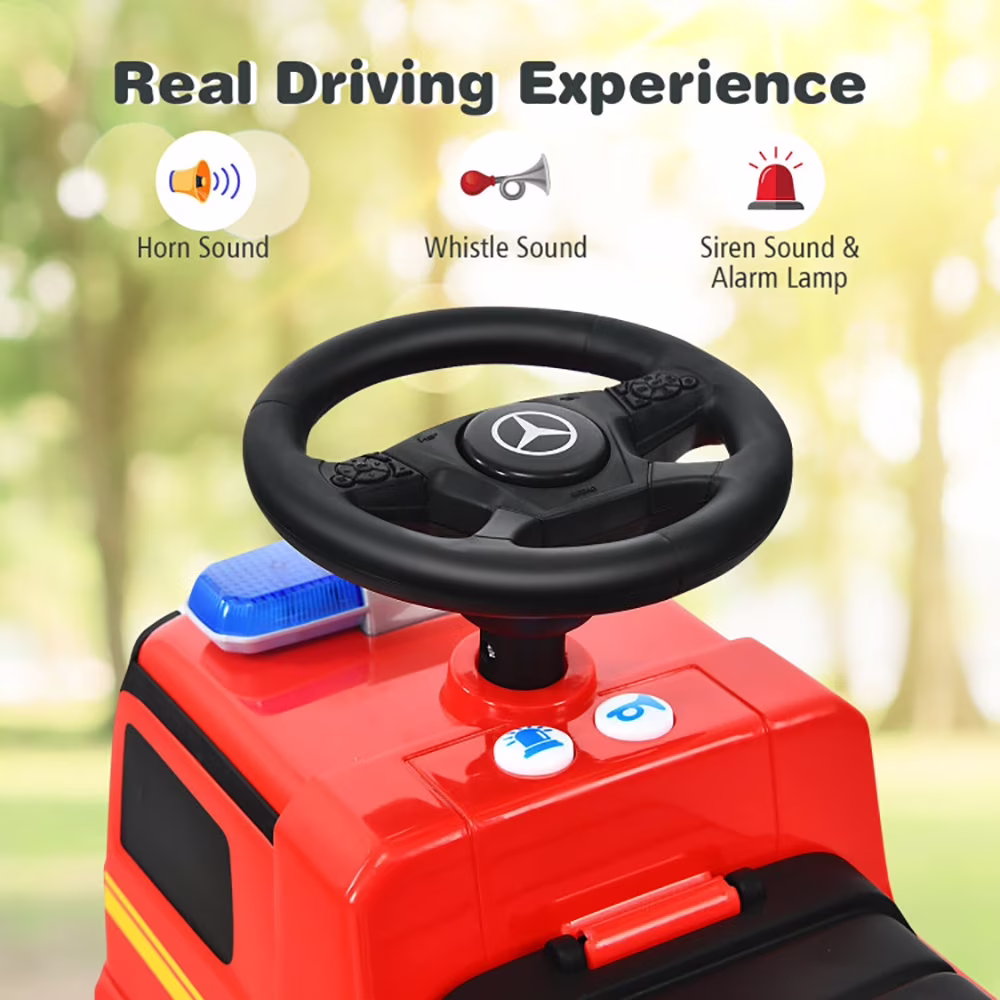 CIPACHO Licensed Mercedes Benz Kids Fire Engine Ride-On Push Car (Red, 55 lb Capacity) N8y3a - Image 2