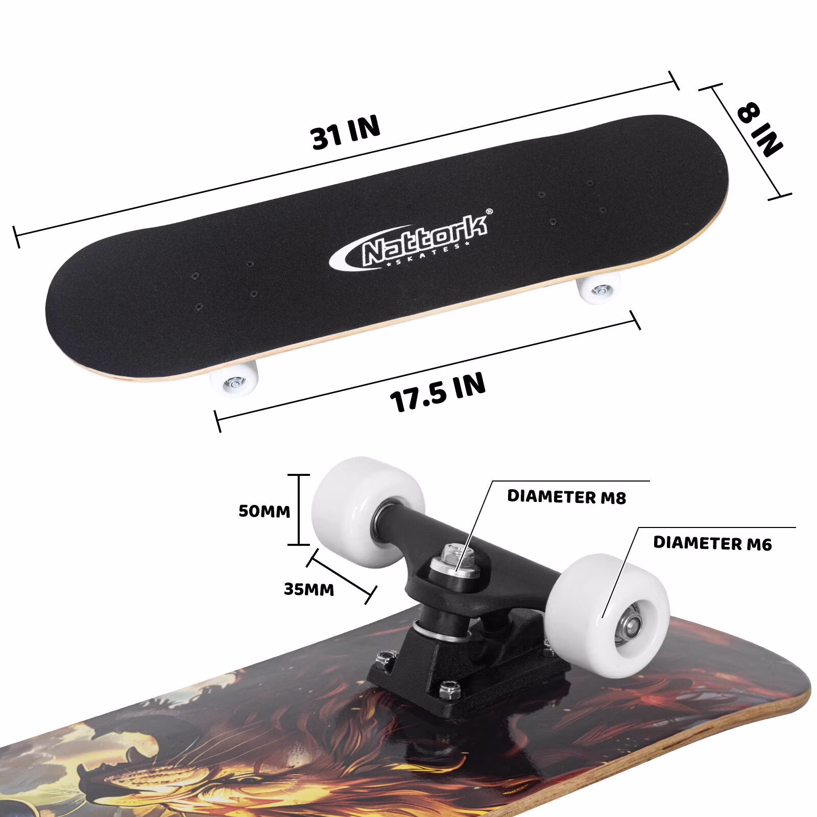 MammyGol 31 Inch Standard Skateboard (9-Layer Canadian Maple Deck, ABEC-7 Bearings, Complete Trick Board for Beginners) 02wh7 - Image 4