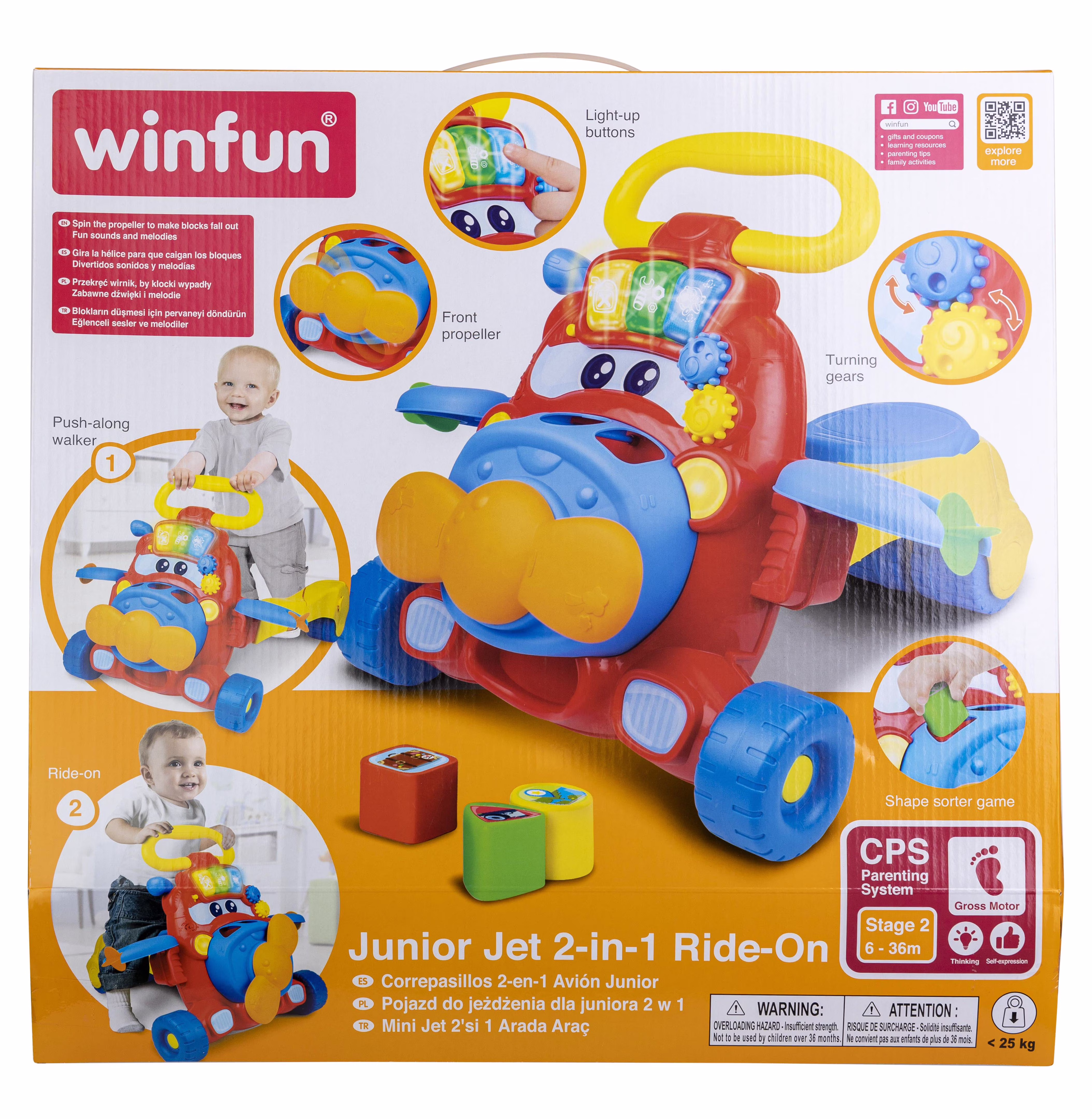 Winfun Junior Jet 2-in-1 Ride-On and Walker Activity Toy (Red, 1 Count) iSdWl - Image 9