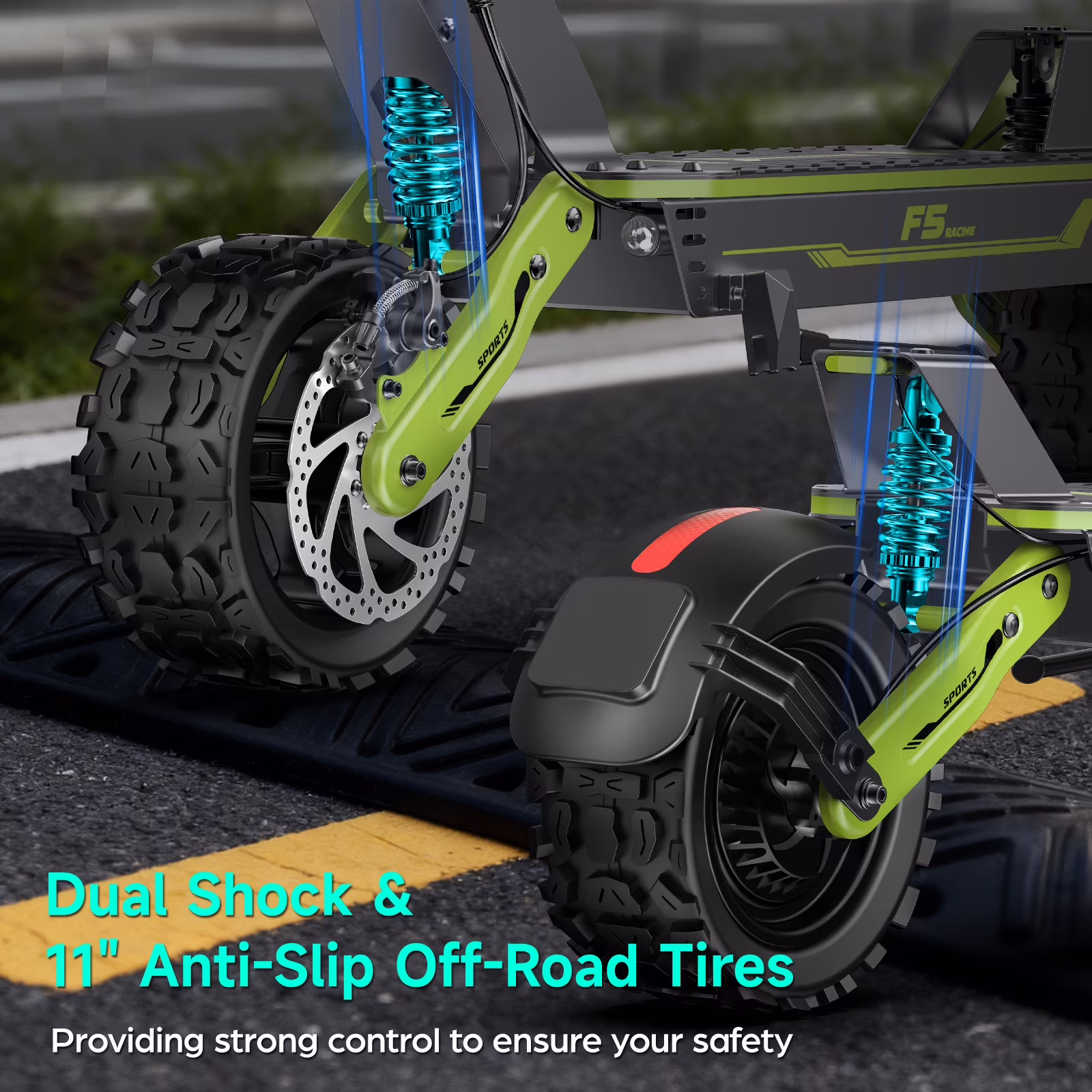 GOKEEP Electric Scooter for Adults, 1500W Motor, 43-Mile Range, 11-inch Off-Road Tires, Foldable Commuter Scooter (Green) oxWYi - Image 4