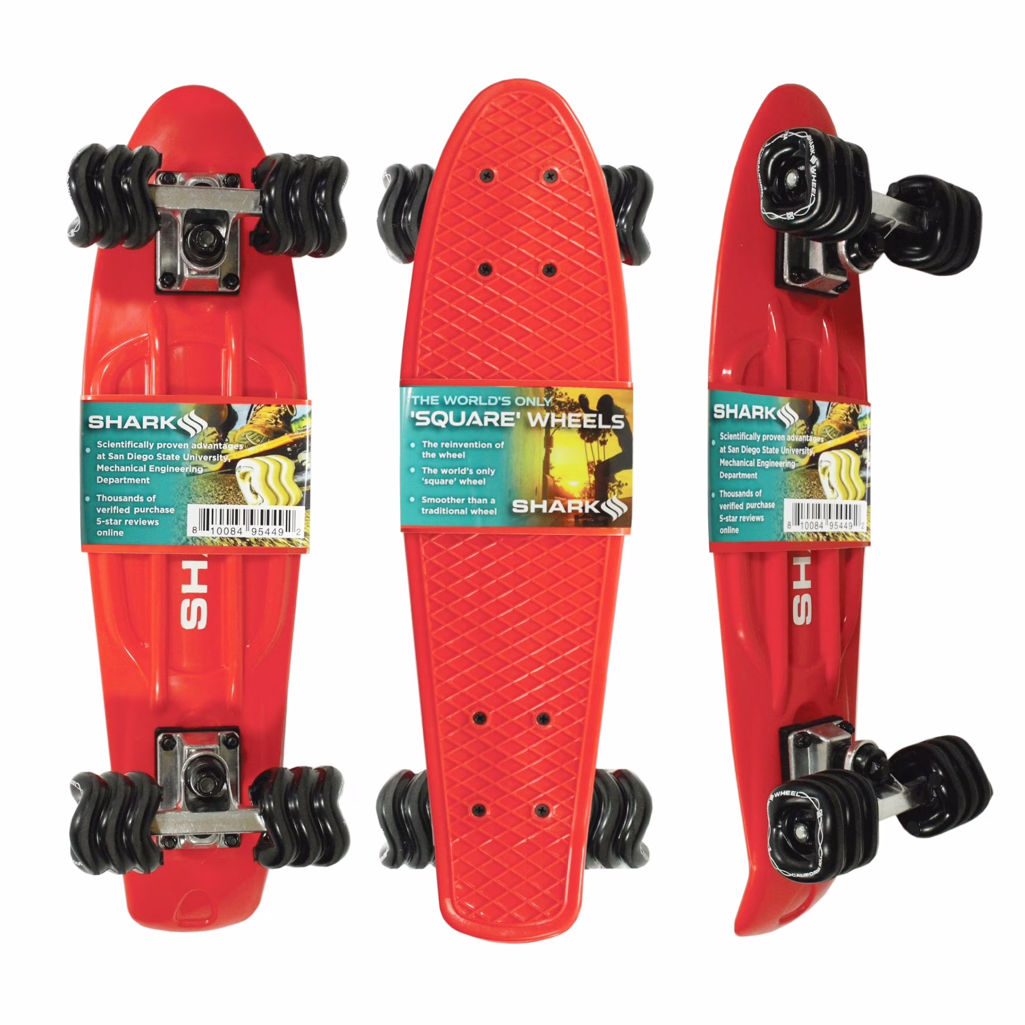 Shark Wheel 22.5 in Polyboard Skateboard with 60mm Wheels (Red, 22.5 in) FZGNK - Image 3