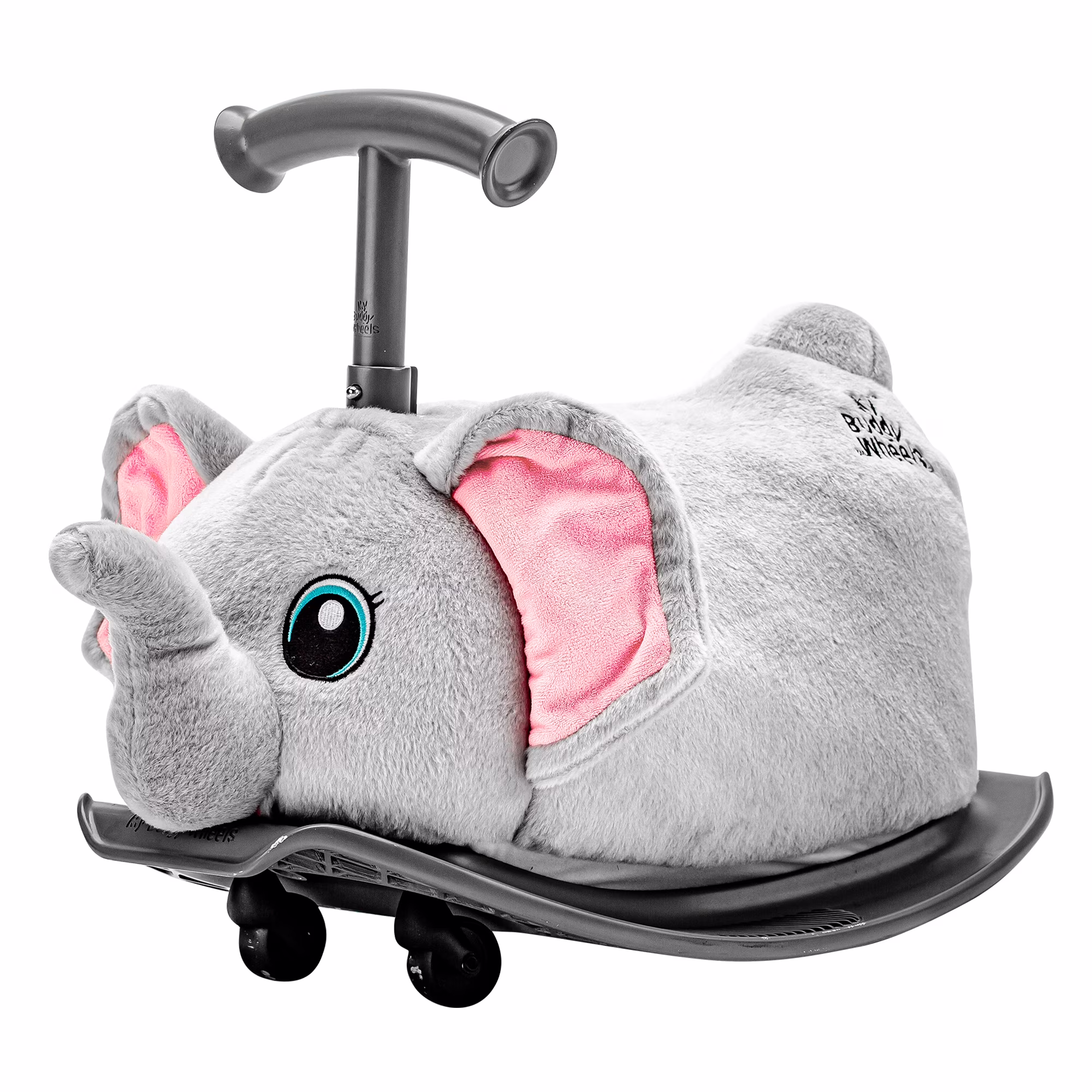 Yvolution My Buddy Roller 2-in-1 Elephant Plush Ride-On Toy (Grey, 45 lb Capacity) VZyY1