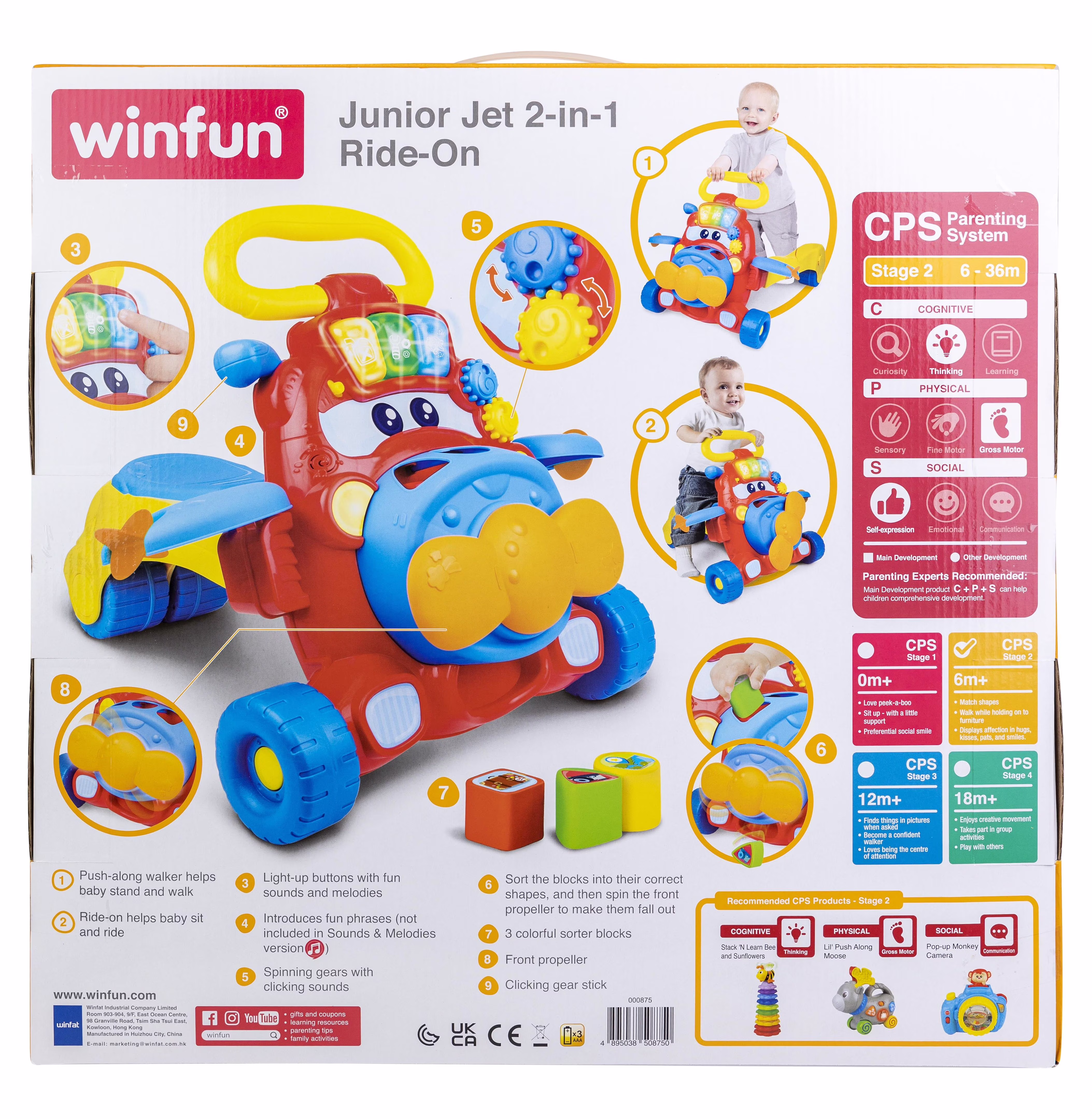 Winfun Junior Jet 2-in-1 Ride-On and Walker Activity Toy (Red, 1 Count) iSdWl - Image 6