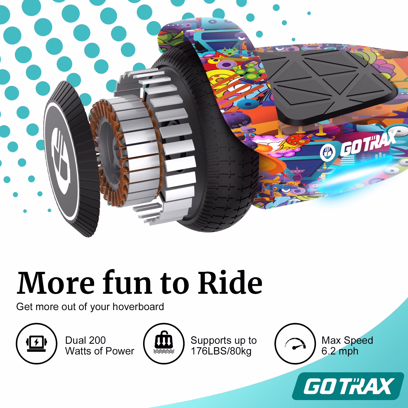 GOTRAX Edge Self-Balancing Hoverboard with LED Lights (Offshore, 6.5 in Wheels) aeTh9