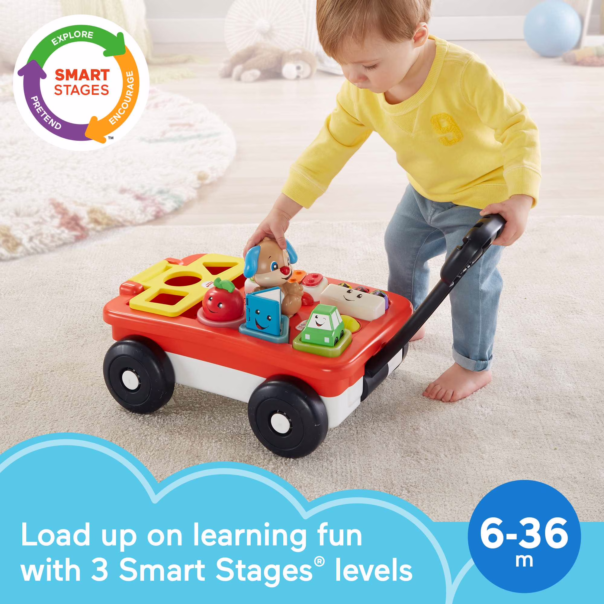 Fisher-Price Laugh & Learn Pull & Play Learning Wagon Interactive Educational Toy (Multicolor, 1 Pack) fnP92 - Image 5