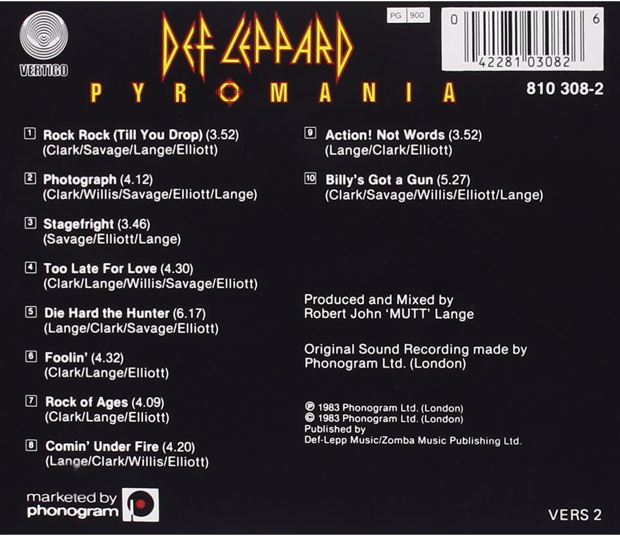 Mercury Def Leppard Pyromania Audio CD (Standard Edition) kZd6G - Image 2
