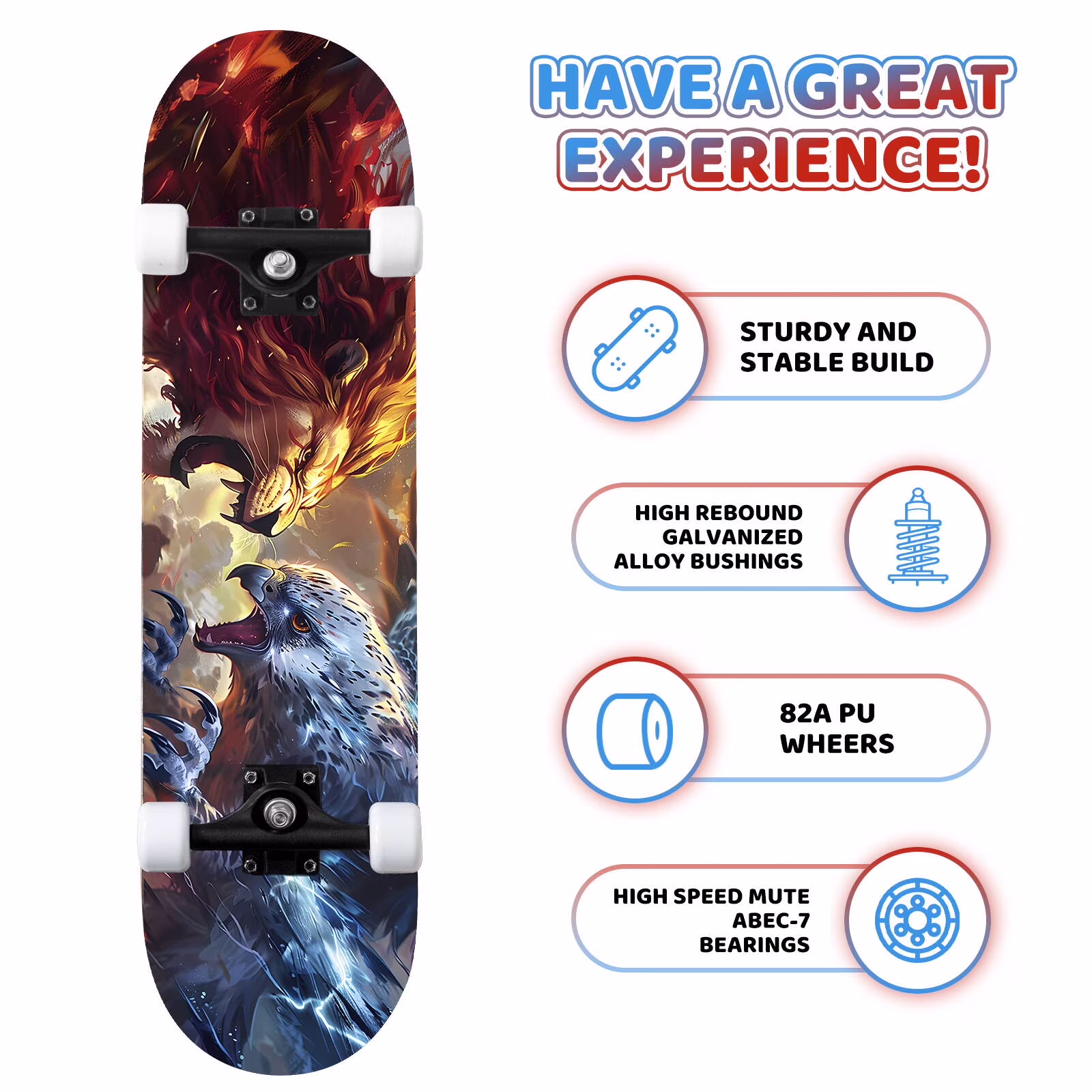 MammyGol 31 Inch Standard Skateboard (9-Layer Canadian Maple Deck, ABEC-7 Bearings, Complete Trick Board for Beginners) 02wh7 - Image 2