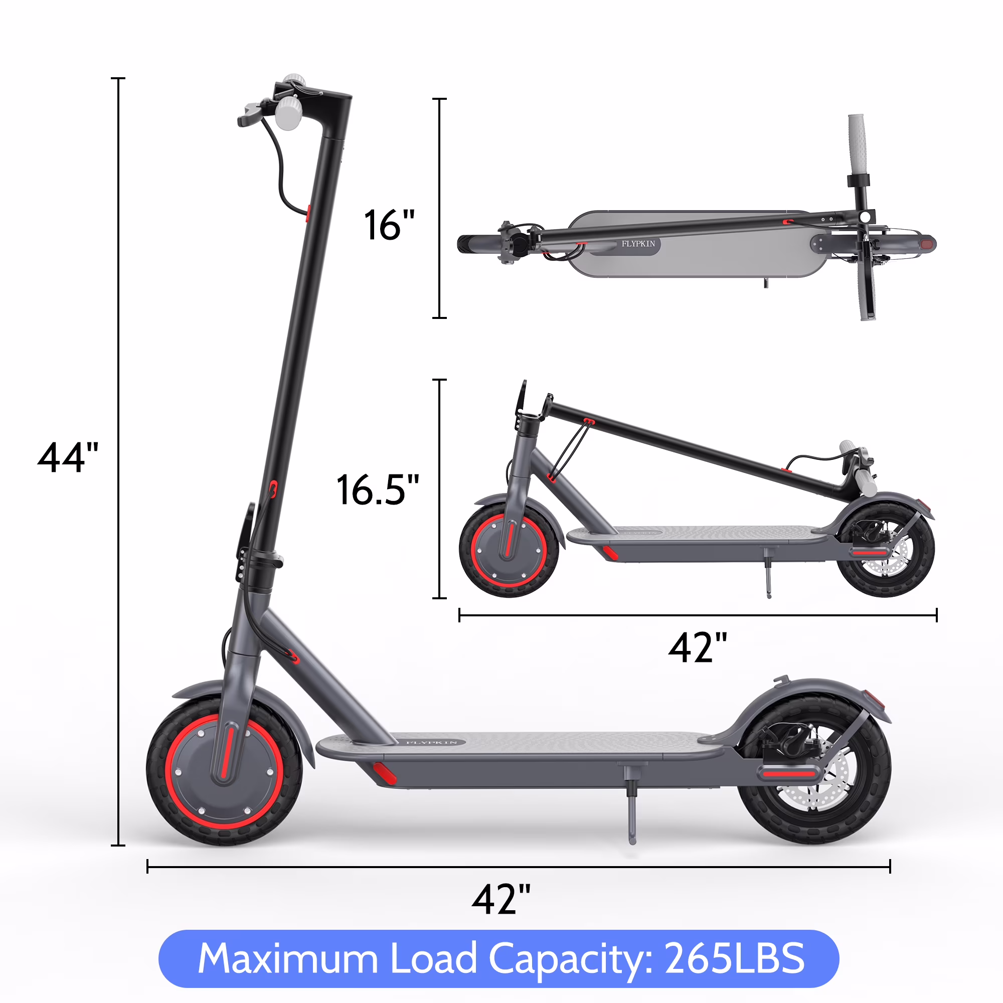 FLYPKIN Electric Scooter, 350W Motor, 19 MPH Top Speed, 21-Mile Range, Foldable Commuter Scooter (8.5 in Tires) KRJdS - Image 10